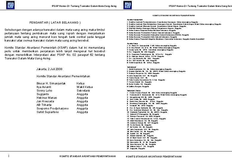 IPSAP Nomor 01 Tentang Transaksi Dalam Mata Uang Asing IPSAP Nomor 01 Tentang Transaksi