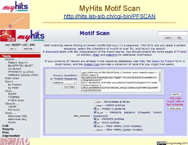 My. Hits Motif Scan http: //hits. isb-sib. ch/cgi-bin/PFSCAN Doug Brutlag 2011 