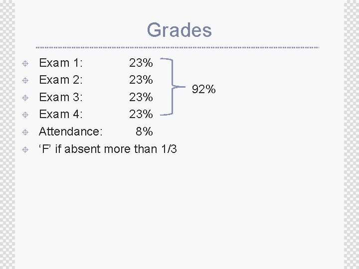 Grades ± ± ± Exam 1: 23% Exam 2: 23% Exam 3: 23% Exam