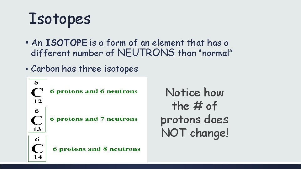 Isotopes ▪ An ISOTOPE is a form of an element that has a different