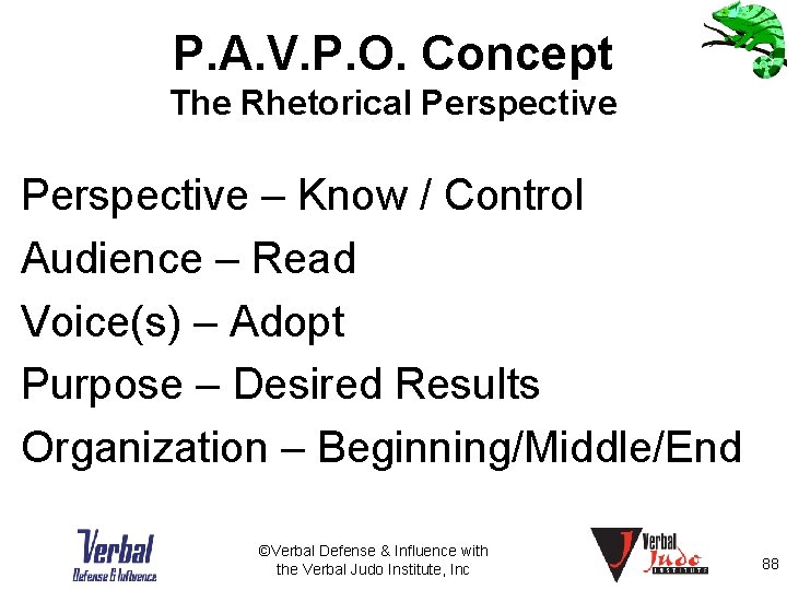 P. A. V. P. O. Concept The Rhetorical Perspective – Know / Control Audience