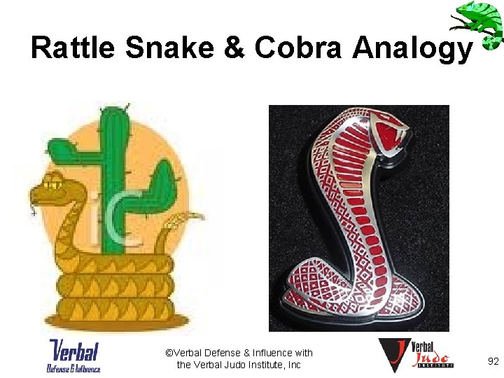 Rattle Snake & Cobra Analogy ©Verbal Defense & Influence with the Verbal Judo Institute,