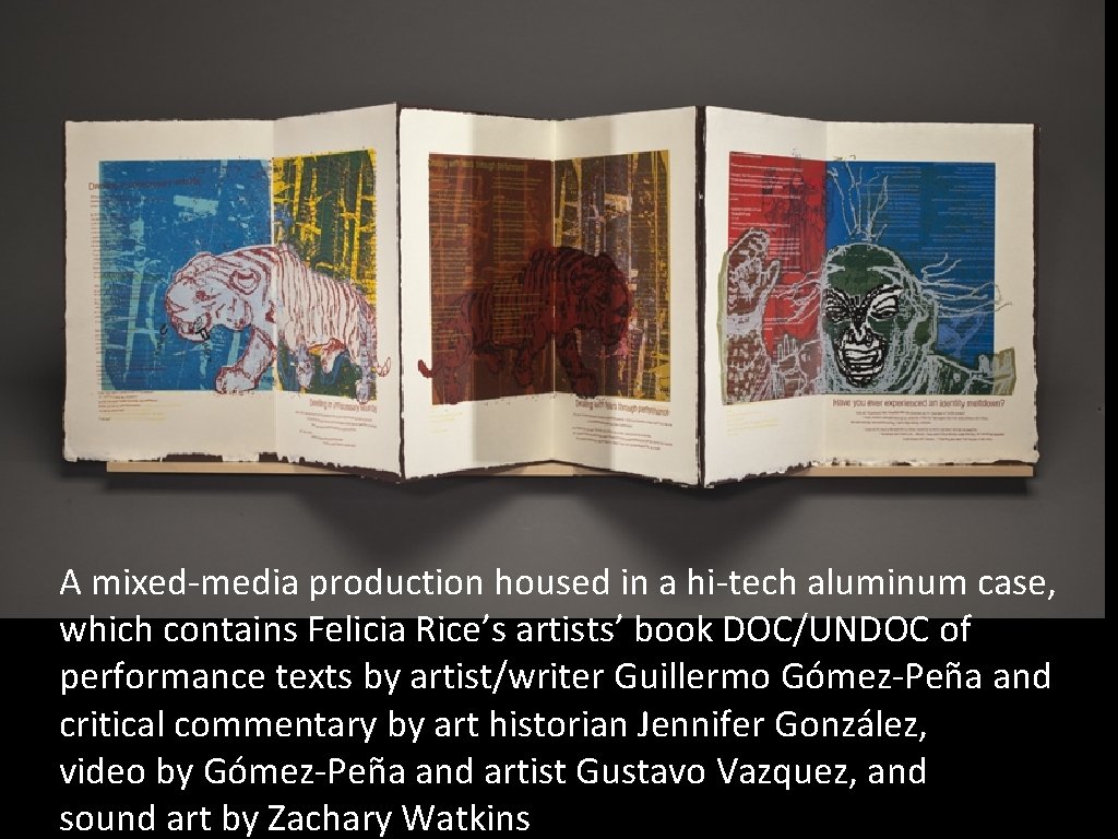 A mixed-media production housed in a hi-tech aluminum case, which contains Felicia Rice’s artists’