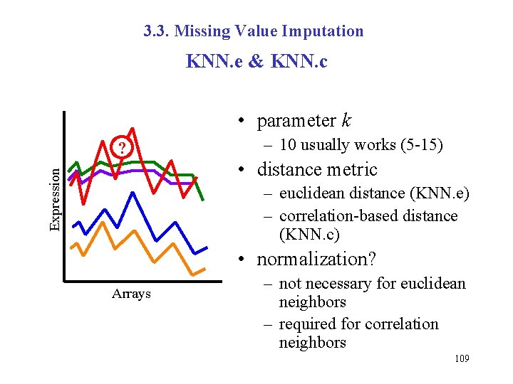 3. 3. Missing Value Imputation KNN. e & KNN. c • parameter k ?