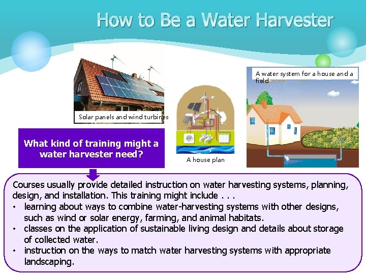 How to Be a Water Harvester A water system for a house and a