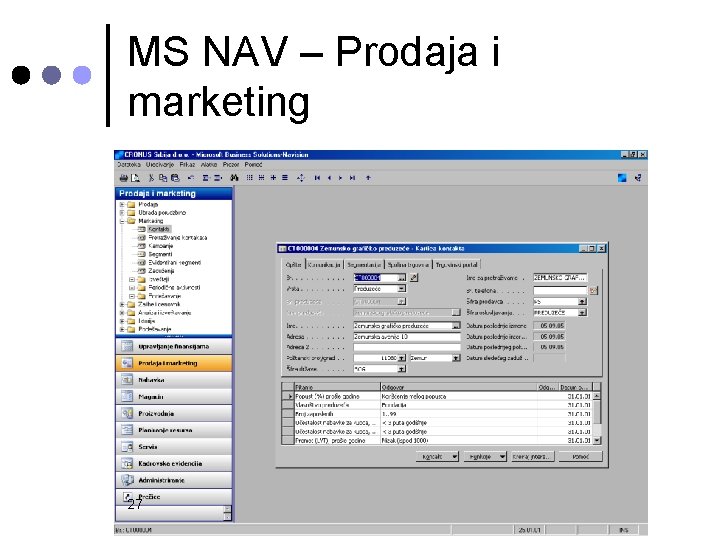 MS NAV – Prodaja i marketing 27 