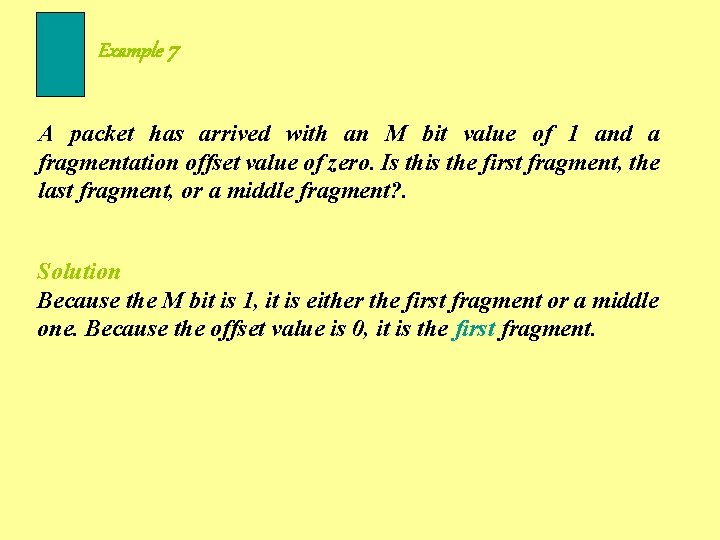 Example 7 A packet has arrived with an M bit value of 1 and