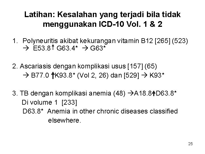 Latihan: Kesalahan yang terjadi bila tidak menggunakan ICD-10 Vol. 1 & 2 1. Polyneuritis