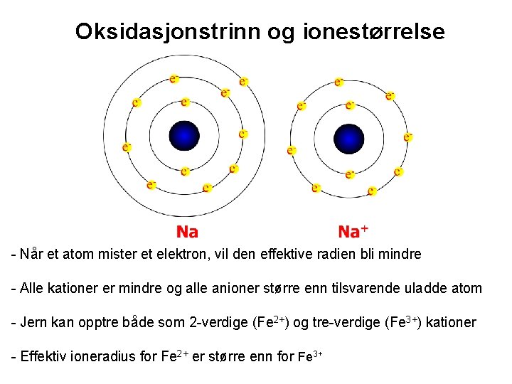 Oksidasjonstrinn og ionestørrelse - Når et atom mister et elektron, vil den effektive radien