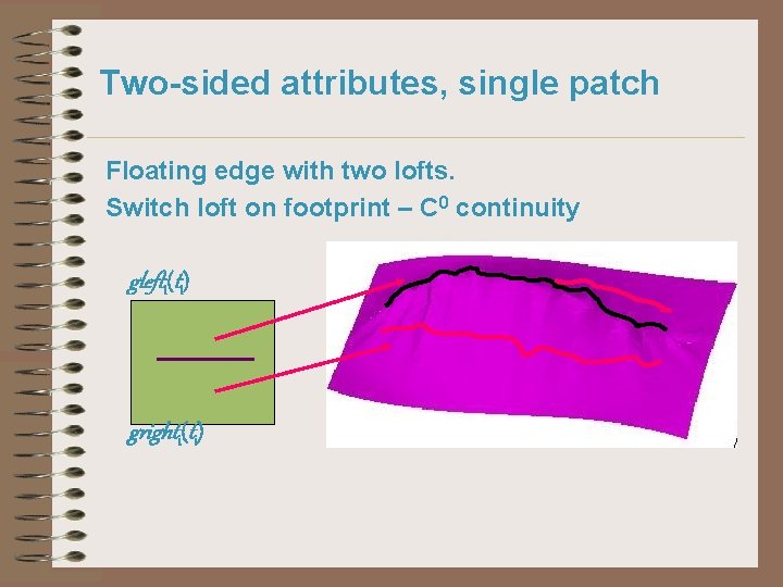 Two-sided attributes, single patch Floating edge with two lofts. Switch loft on footprint –
