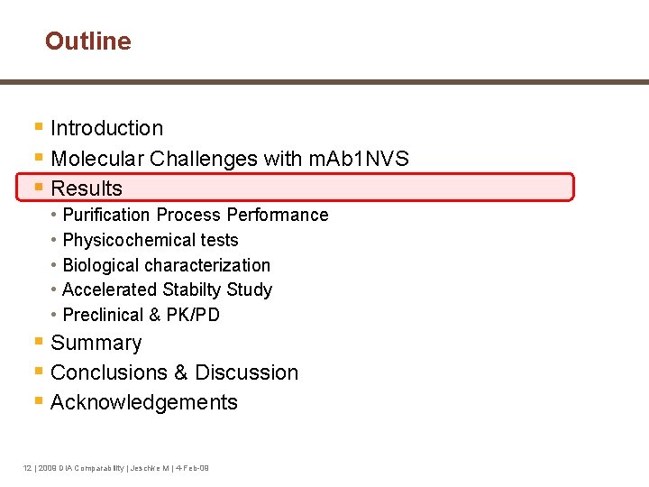 Outline § Introduction § Molecular Challenges with m. Ab 1 NVS § Results •