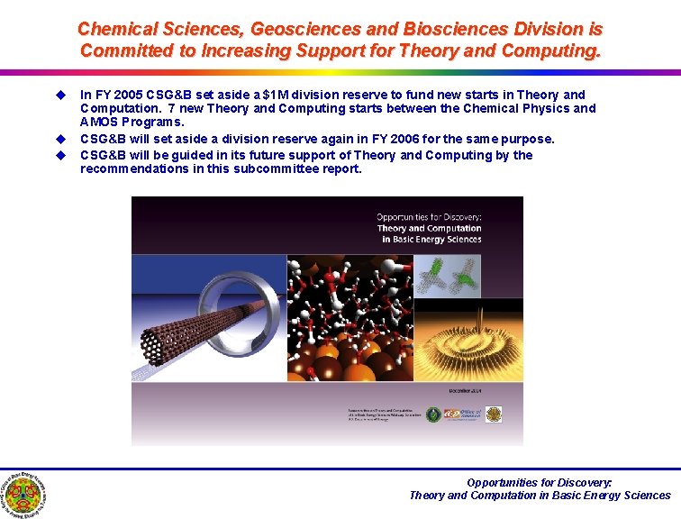 Chemical Sciences, Geosciences and Biosciences Division is Committed to Increasing Support for Theory and