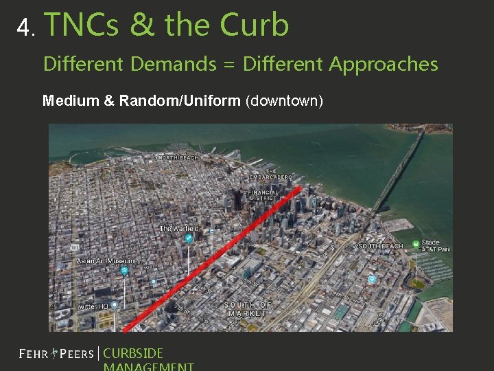 4. TNCs & the Curb Different Demands = Different Approaches Medium & Random/Uniform (downtown)