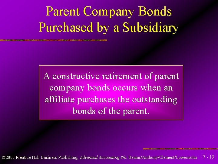 Parent Company Bonds Purchased by a Subsidiary A constructive retirement of parent company bonds