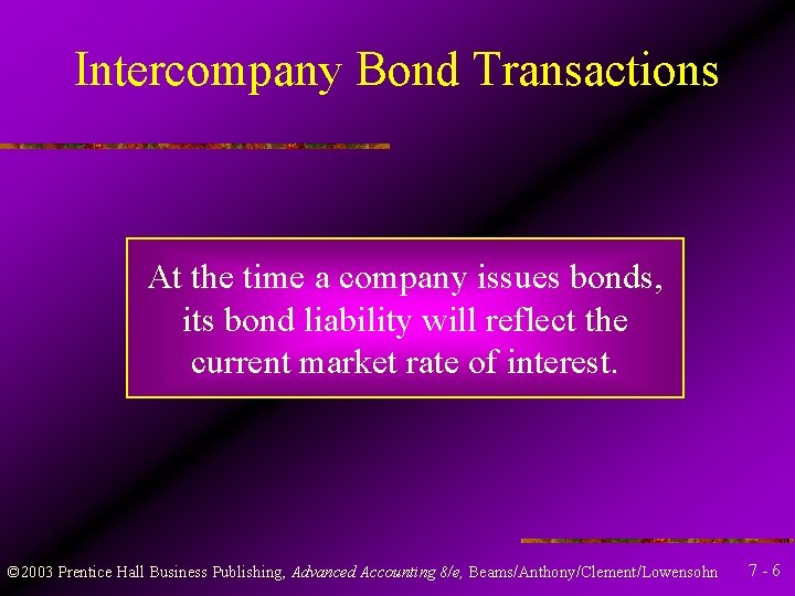 Intercompany Bond Transactions At the time a company issues bonds, its bond liability will