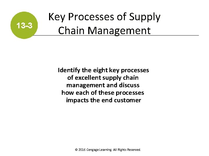 13 -3 Key Processes of Supply Chain Management Identify the eight key processes of