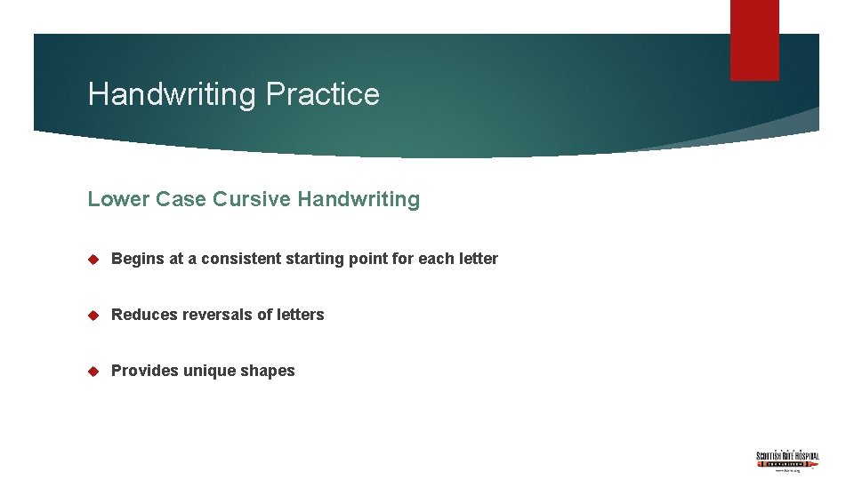 Handwriting Practice Lower Case Cursive Handwriting Begins at a consistent starting point for each