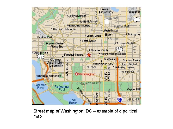 Street map of Washington, DC – example of a political map 