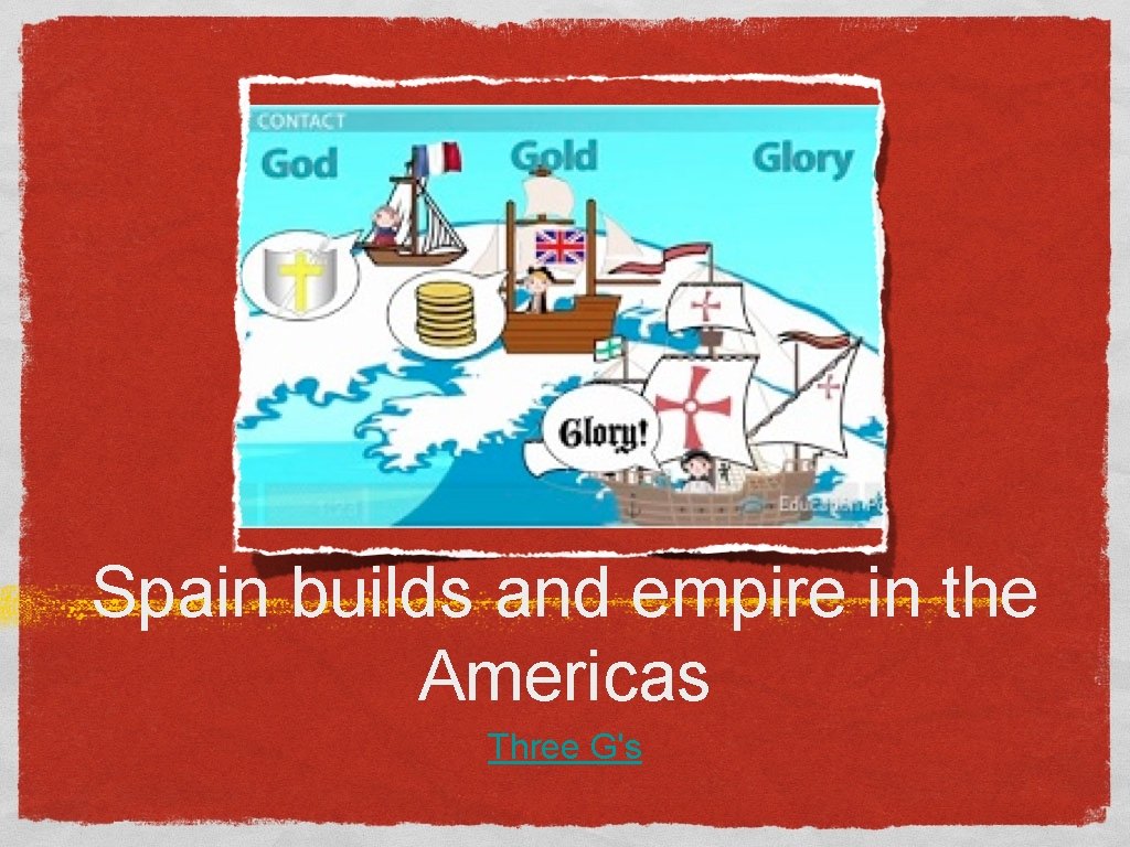 Spain builds and empire in the Americas Three G's 