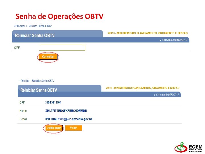 Senha de Operações OBTV 