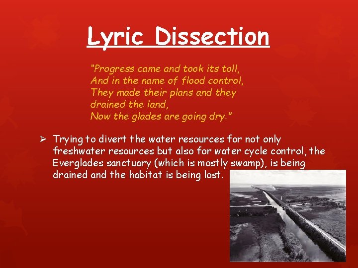 Lyric Dissection “Progress came and took its toll, And in the name of flood