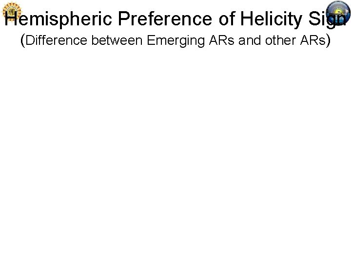 Hemispheric Preference of Helicity Sign (Difference between Emerging ARs and other ARs) 