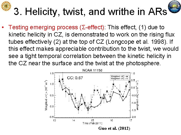3. Helicity, twist, and writhe in ARs • Testing emerging process (Σ-effect): This effect,