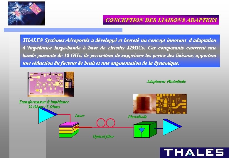 CONCEPTION DES LIAISONS ADAPTEES THALES Systèmes Aéroportés a développé et breveté un concept innovant