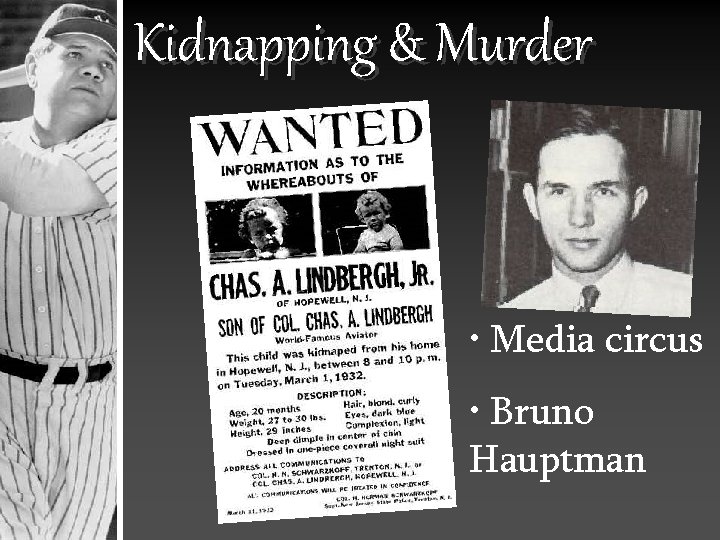 Kidnapping & Murder • Media circus • Bruno Hauptman 