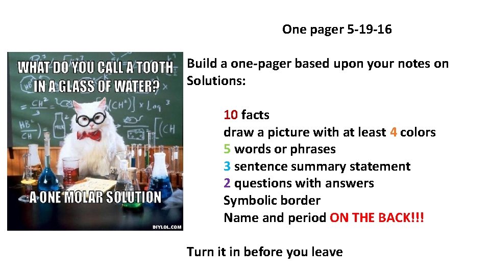 One pager 5 -19 -16 Build a one-pager based upon your notes on Solutions: One pager 5 -19 -16 Build a one-pager based upon your notes on Solutions: