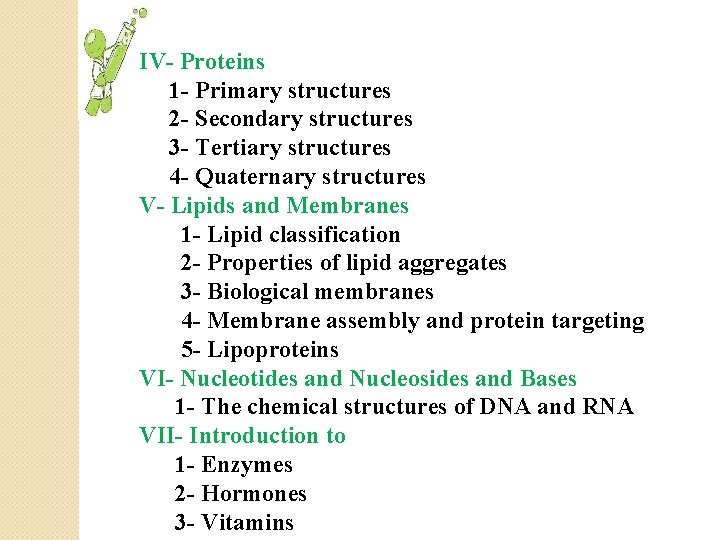 IV- Proteins 1 - Primary structures 2 - Secondary structures 3 - Tertiary structures
