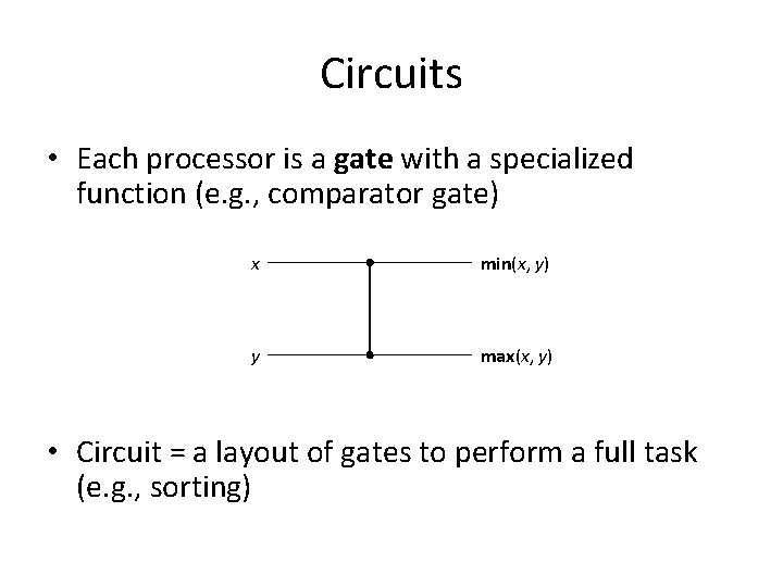Circuits • Each processor is a gate with a specialized function (e. g. ,