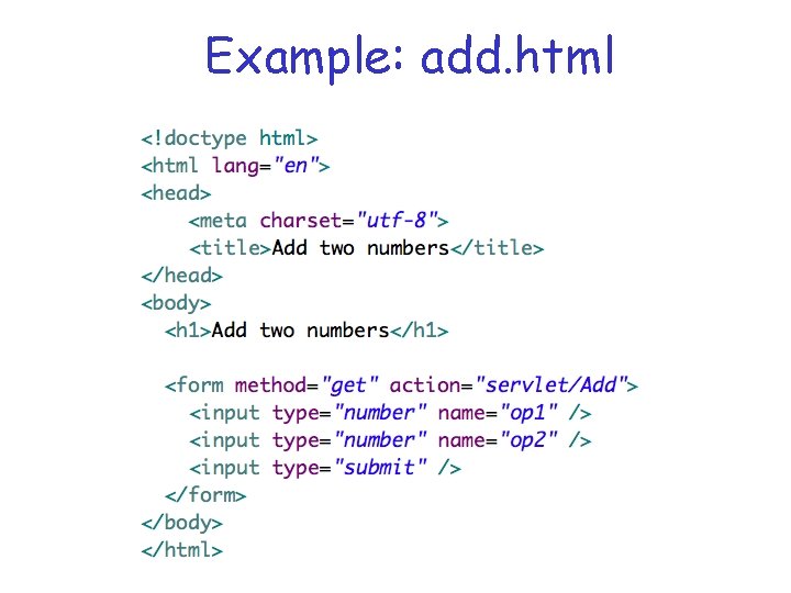 Example: add. html 