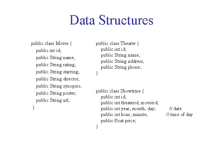 Data Structures public class Movie { public int id; public String name; public String