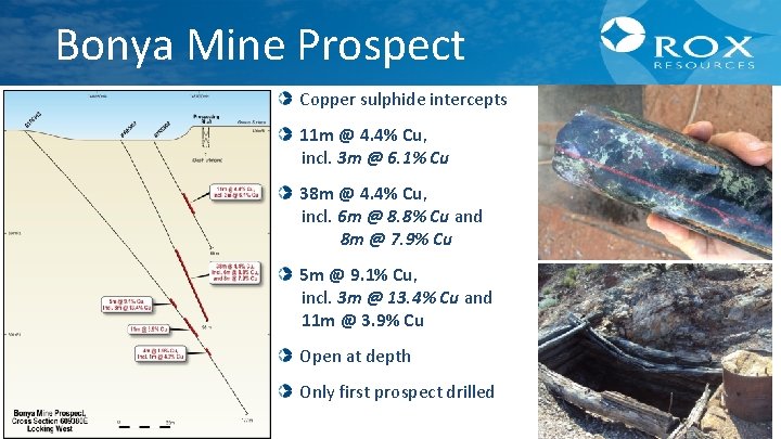 Bonya Mine Prospect Copper sulphide intercepts 11 m @ 4. 4% Cu, incl. 3