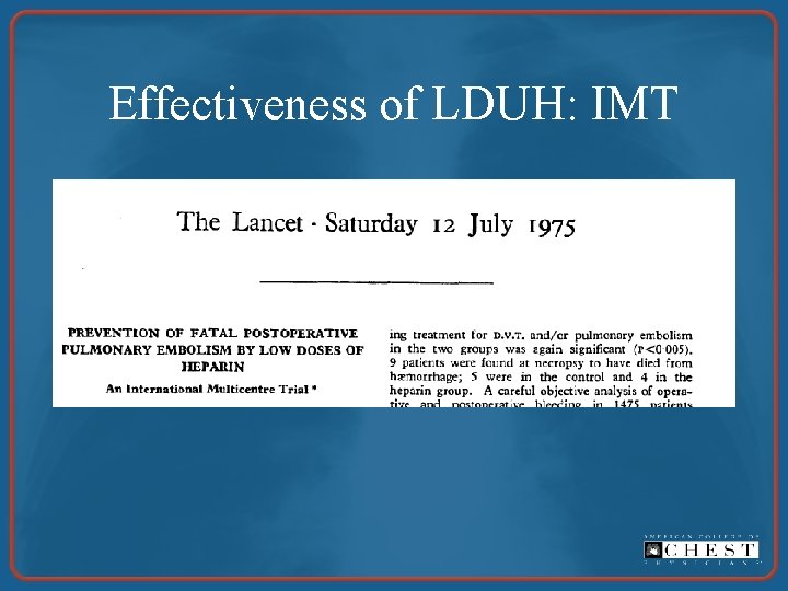 Effectiveness of LDUH: IMT 