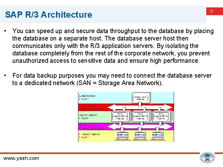 SAP R/3 Architecture 8 • You can speed up and secure data throughput to