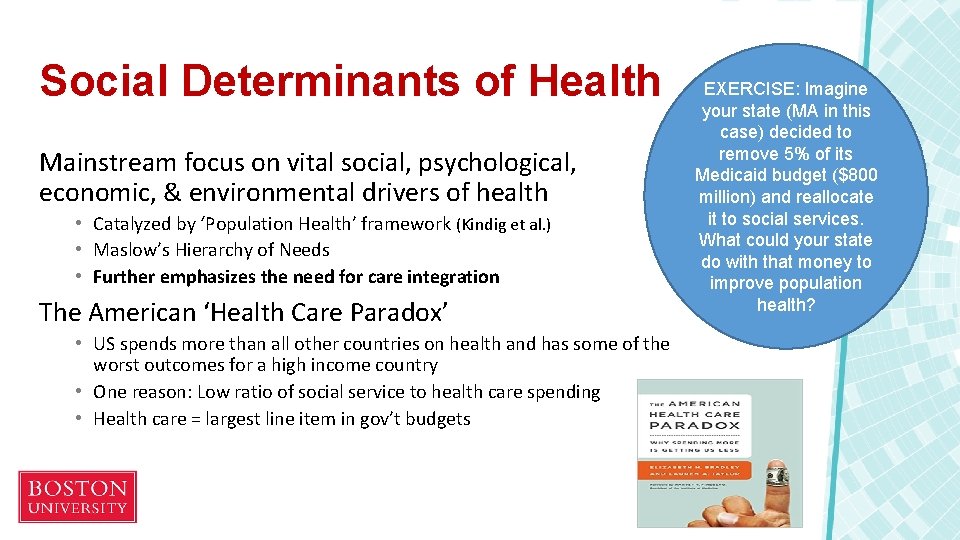 Social Determinants of Health Mainstream focus on vital social, psychological, economic, & environmental drivers