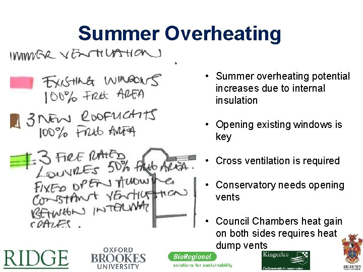 Summer Overheating • Summer overheating potential increases due to internal insulation • Opening existing