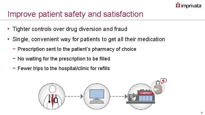 Improve patient safety and satisfaction • Tighter controls over drug diversion and fraud •