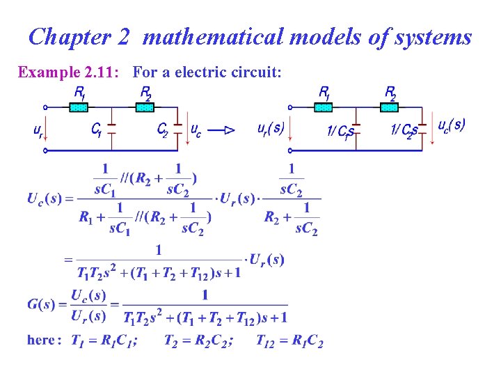 Chapter 2 mathematical models of systems Example 2. 11: For a electric circuit: 