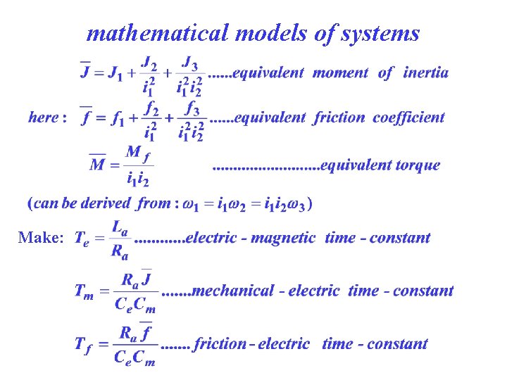 mathematical models of systems Make: 