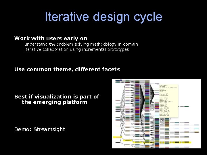 Iterative design cycle Work with users early on understand the problem solving methodology in