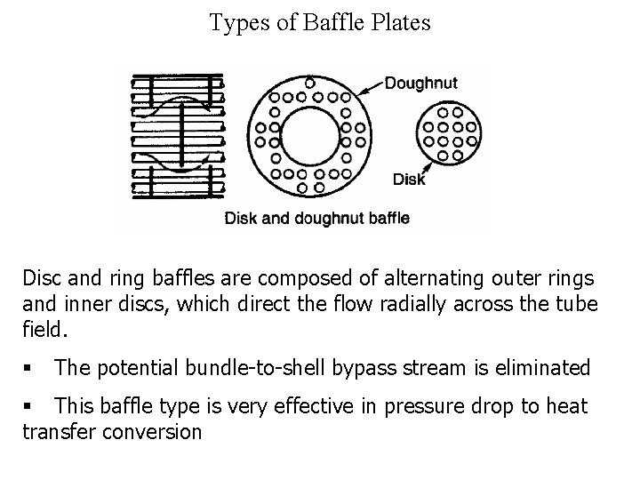 Types of Baffle Plates Disc and ring baffles are composed of alternating outer rings