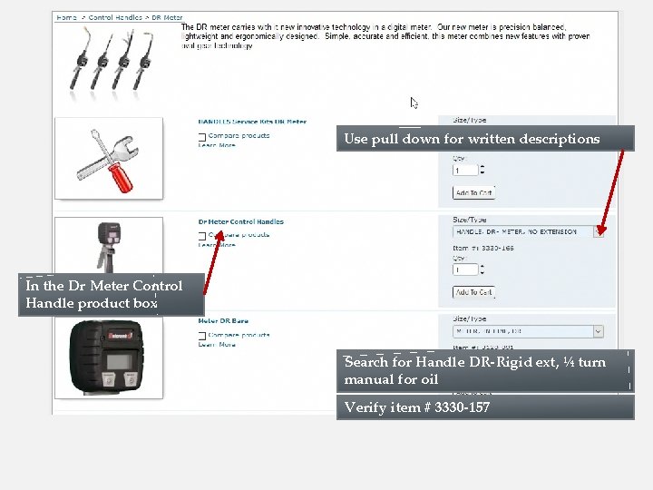 Use pull down for written descriptions In the Dr Meter Control Handle product box