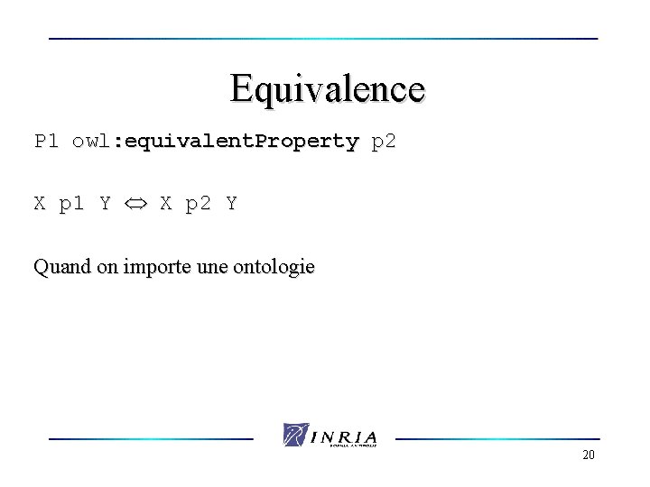 Equivalence P 1 owl: equivalent. Property p 2 X p 1 Y X p