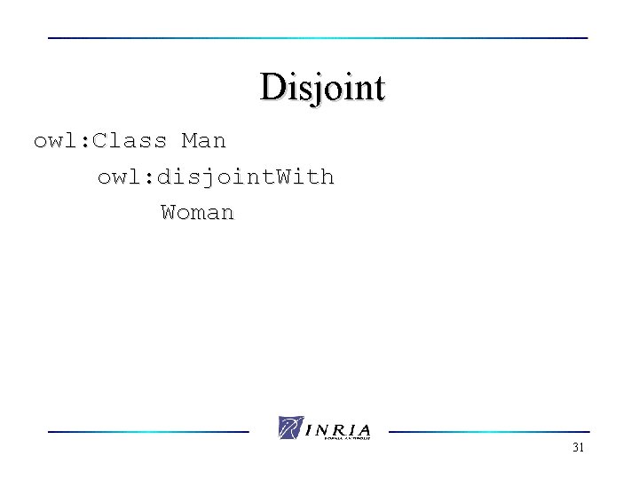 Disjoint owl: Class Man owl: disjoint. With Woman 31 