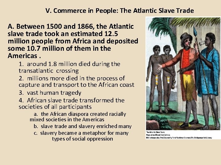 V. Commerce in People: The Atlantic Slave Trade A. Between 1500 and 1866, the