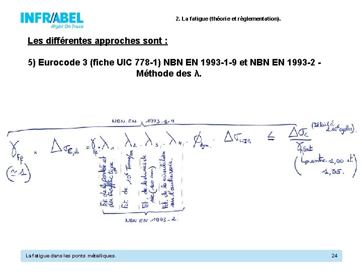 2. La fatigue (théorie et règlementation). Les différentes approches sont : 5) Eurocode 3
