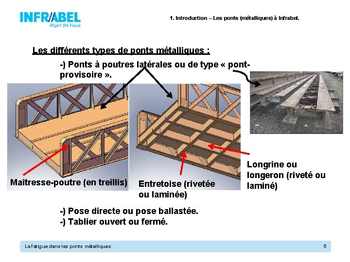 1. Introduction – Les ponts (métalliques) à Infrabel. Les différents types de ponts métalliques